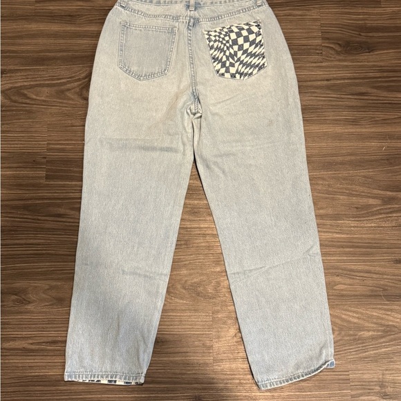 High-Waisted Light Wash Jeans | Size 11 |Checkerboard Y2K Grunge - Picture 3 of 6